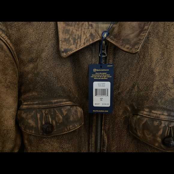 Ralph Lauren Brown Crop Leather Jacket - Picture 6 of 9